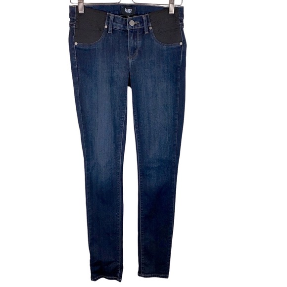 PAIGE Skyline Skinny Mona Maternity Jeans Dark Wash Denim sz 25 - Picture 3 of 13
